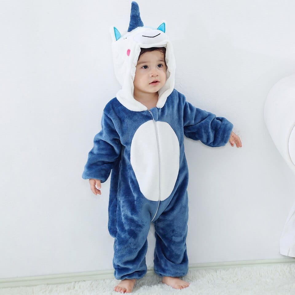 Combinaison pyjama bébé licorne Bleu 24M