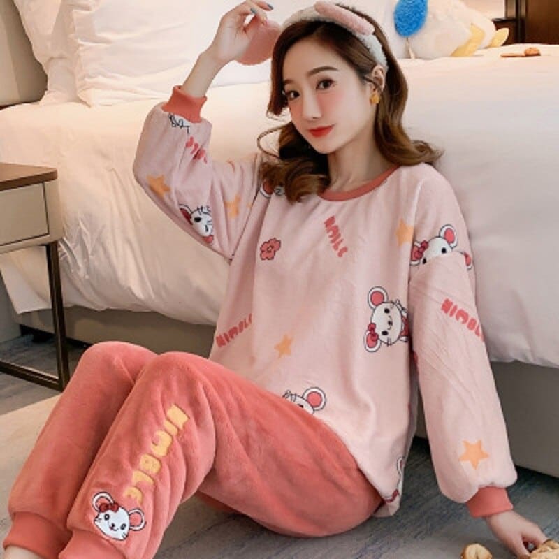 Ensemble de pyjama en velours mignons design asiatique_6