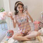 Ensemble pyjama de grossesse stylé en coton pour femme_15