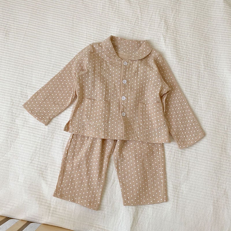 Ensemble pyjama enfant à bouton en coton pour garçon Kaki 90-130 cm Chine