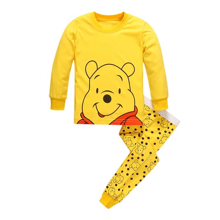 Ensemble pyjama enfant à motif dessin animé pour garçon fille Jaune 4-6ans