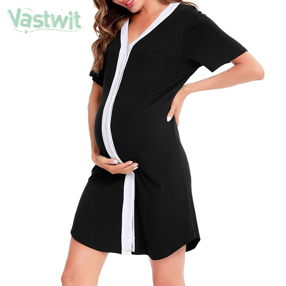 Joli Pyjama de grossesse pour femmes enceinte en coton_1