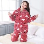 Joli pyjama d'hiver 2 pièces en flanelle pour femme_18