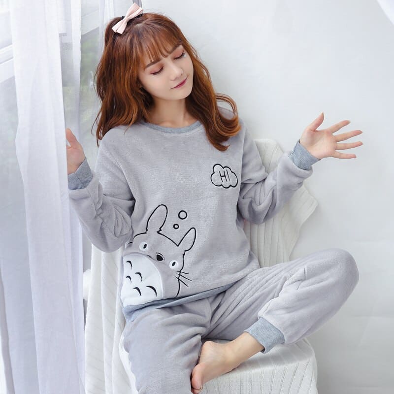 Joli pyjama d'hiver à 2 pièces pour femme en flanelle_1