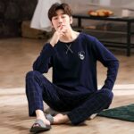 Joli pyjama en coton à carreaux pur pour homme_5