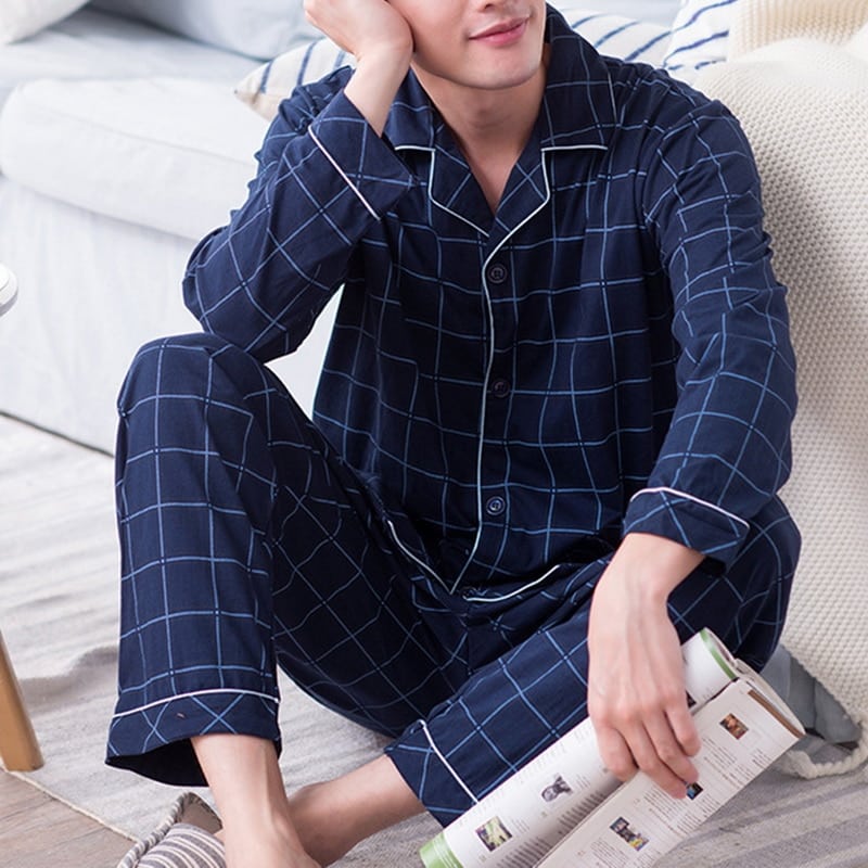 Magnifique ensemble de pyjama pour homme en polyester Bleue M Chine