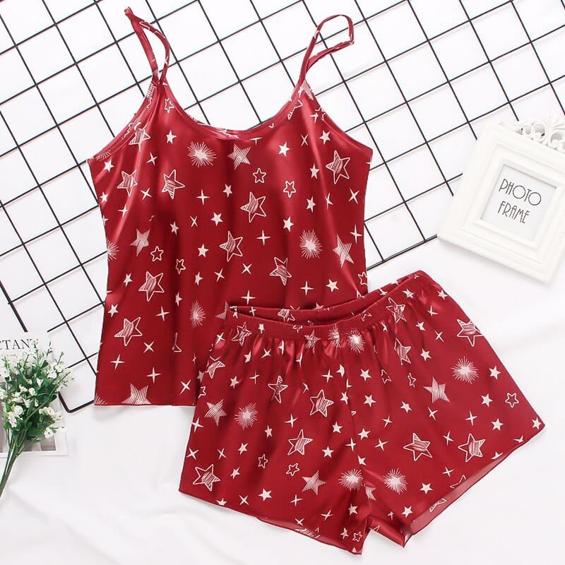 Pyjama 2 pièces luxe à la mode pour femmes Rouge XL