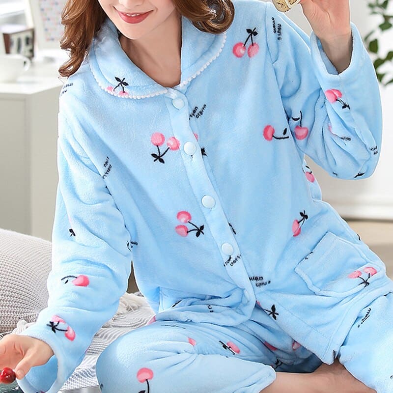 Pyjama 2 pièces mignon pour femme en velours_10
