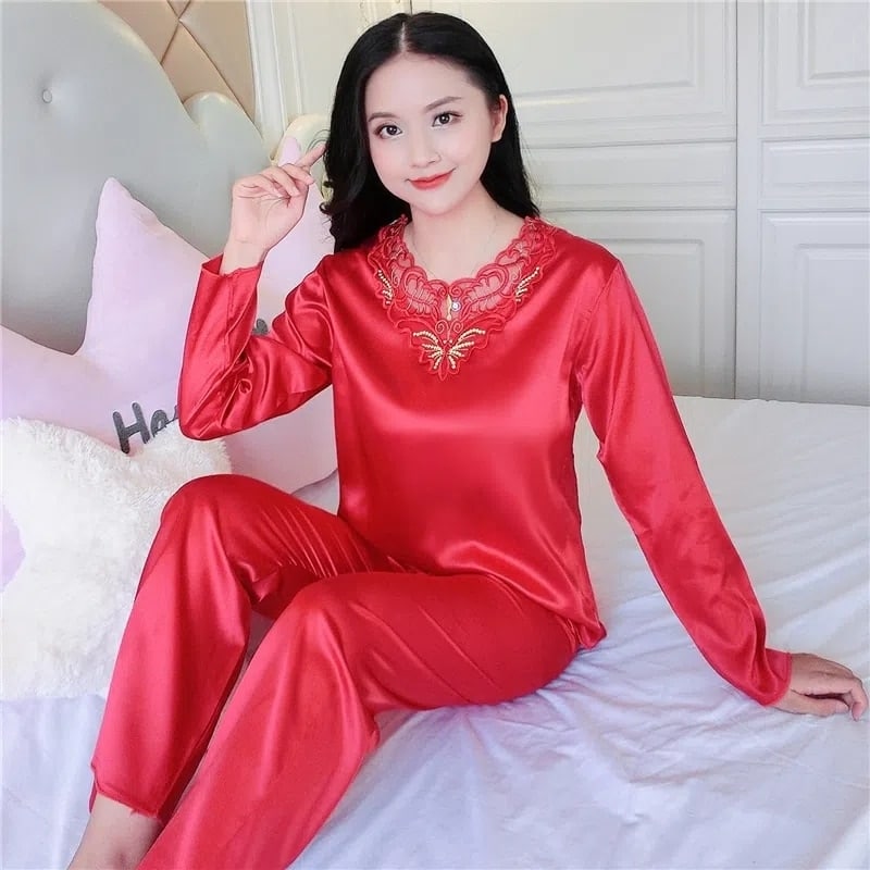 Pyjama 2 pièces style chinois pour femmes_1