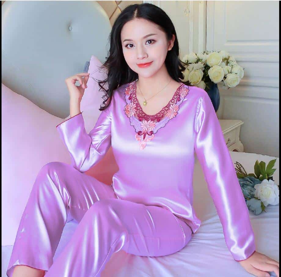 Pyjama 2 pièces style chinois pour femmes_21