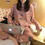Pyjama 2 pièces style manga en coton pour femmes_7