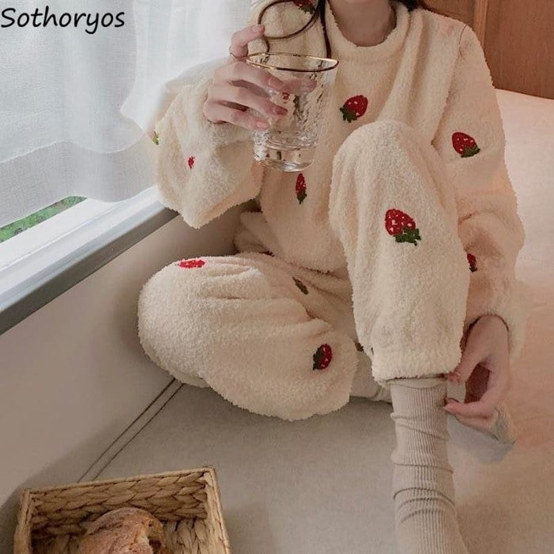 Pyjama Chaud d'hiver à manches longues pour femmes_1