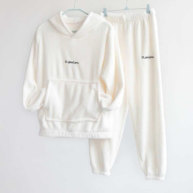 Pyjama Pilou pilou polaire d'hiver avec capuche Blanc Taille unique