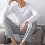 Pyjama à col rond manches longues en modale pour homme_19