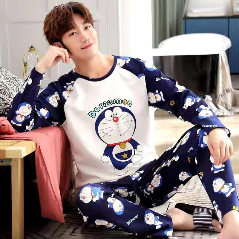 Pyjama à manches longues imprimé en pilou pour homme