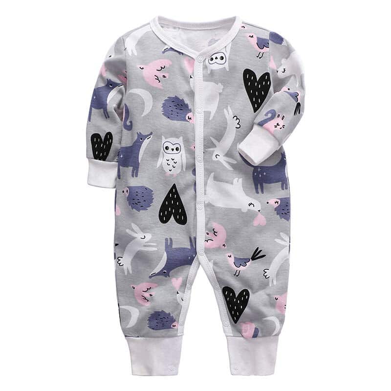 Pyjama à manches longues pour bébé en coton Grise 3 mois