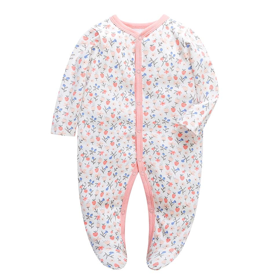 Pyjama à manches longues pour bébé en coton Rose 3 mois