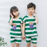 Pyjama à motif imprimé en coton avec short pour enfant_14