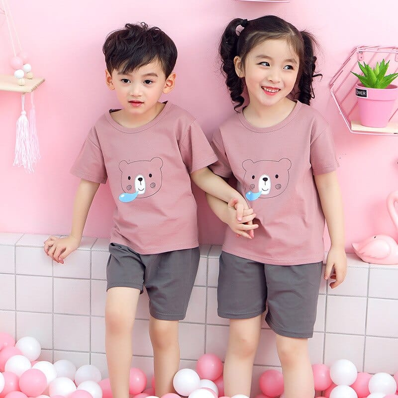 Pyjama à motif imprimé en coton avec short pour enfant