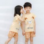 Pyjama à motif imprimé en coton avec short pour enfant_9