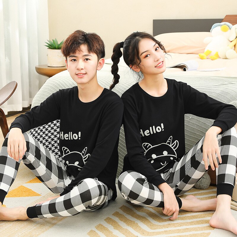 Pyjama chaud pour ado à motif imprimé en coton_12