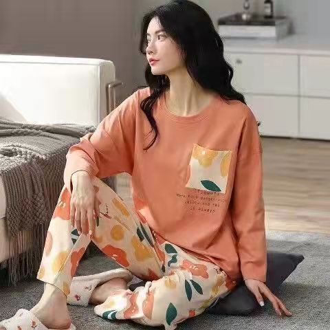 Pyjama coréen à 2 pièces en coton à manches longues_1
