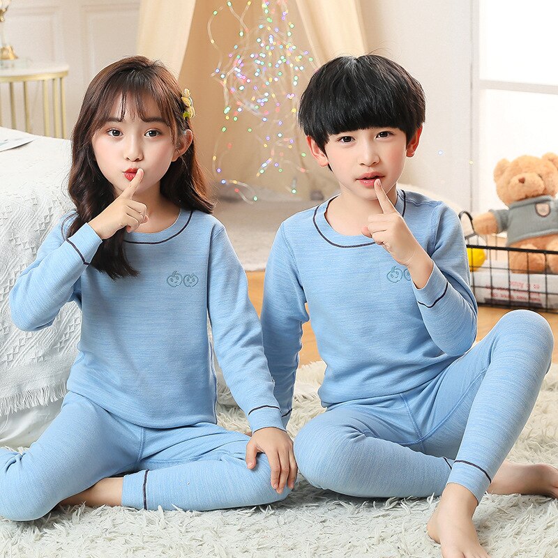 Pyjama d'ado en coton à motif imprimé Bleue 90-100cm