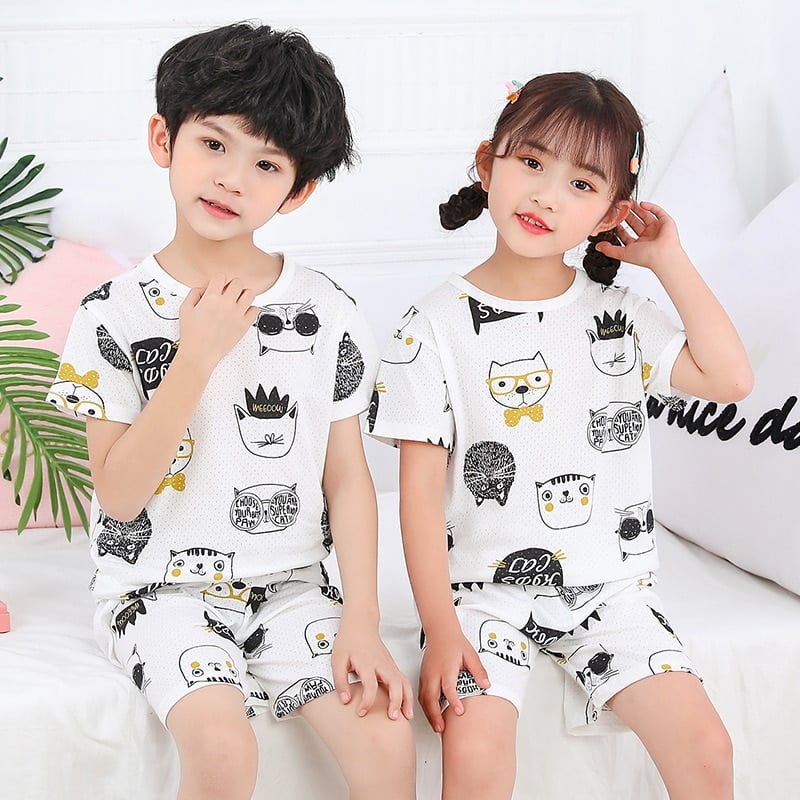 Pyjama d'été en coton pour enfant avec short_1