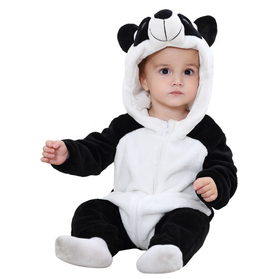 Pyjama d'hiver à capuche pour bébé en polyester Panda 0-6 mois