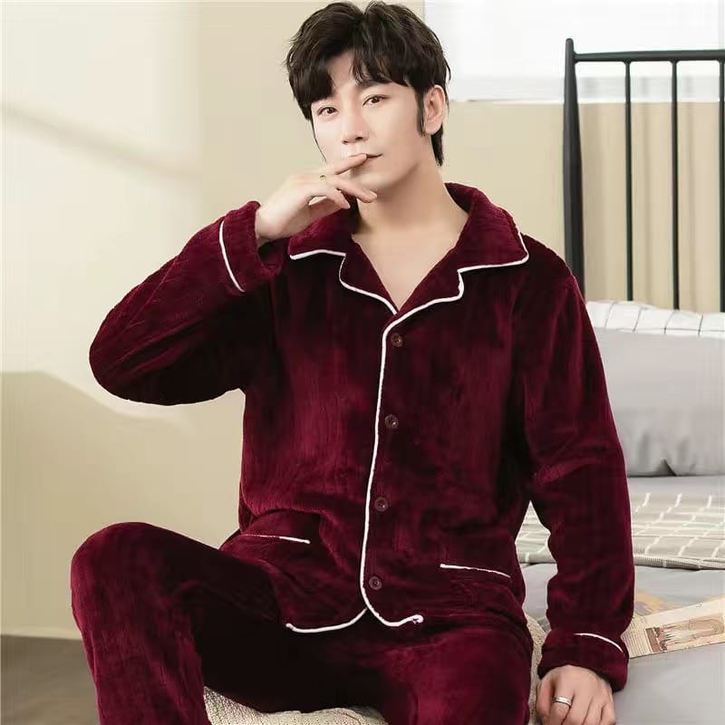 Pyjama Homme Polaire à Capuche Vlazom - Ensemble Chaud Hiver, Taille élastique, Poches