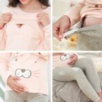 Pyjama de grossesse en coton à ceinture de taille intégrée_9