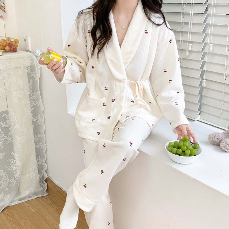 Pyjama de grossesse en coton épais rembourré pour femme_1