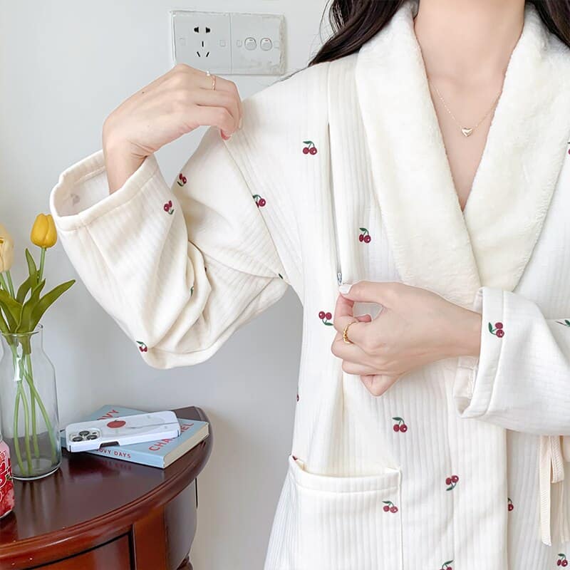 Pyjama de grossesse en coton épais rembourré pour femme