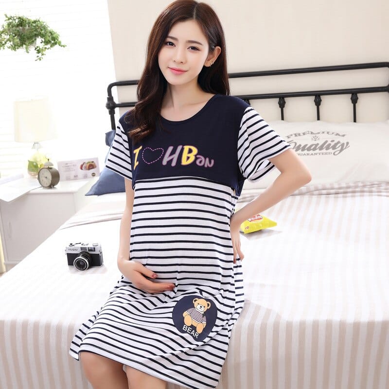 Pyjama de grossesse mignon  en coton à motif dessin Ours L