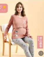 Pyjama de grossesse stylé pour femme en coton_11