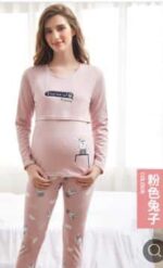 Pyjama de grossesse stylé pour femme en coton_8