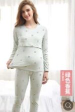 Pyjama de grossesse stylé pour femme en coton_9