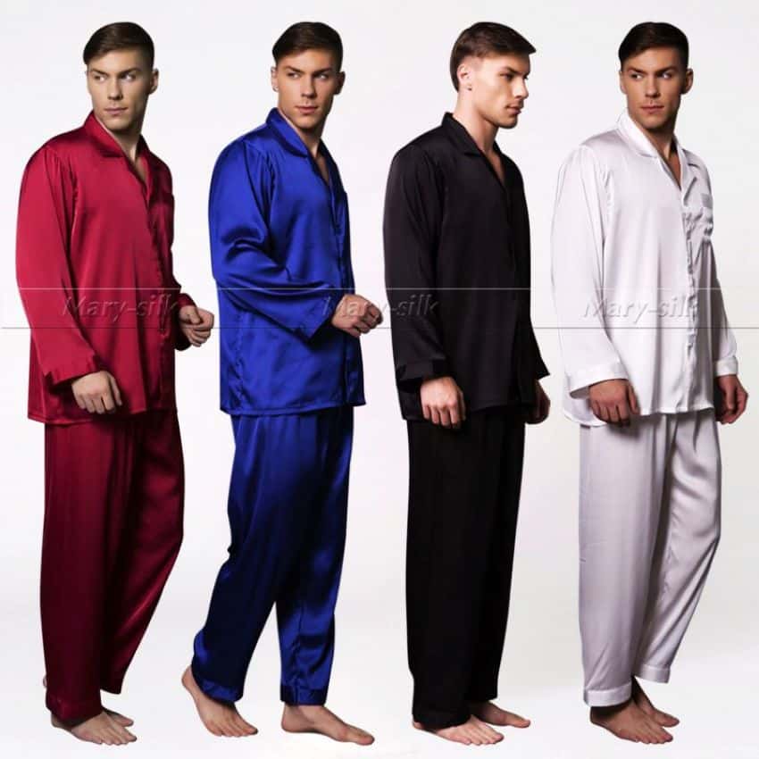 Pyjama de luxe à col V en pilou pour homme_1
