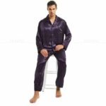 Pyjama de luxe à col V en pilou pour homme_13