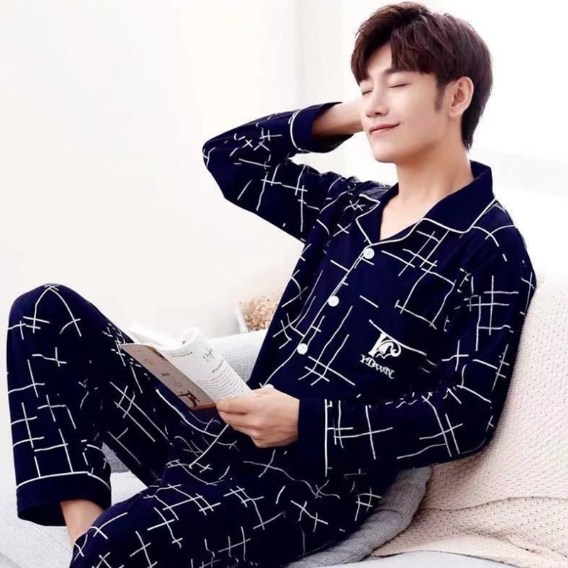 Pyjama en coton à rayures pour homme_1