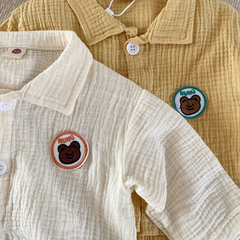 Pyjama en lin et coton pour bébé à col rabattu_4