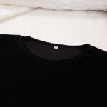 Pyjama en velours de couleur noir pour femmes_5
