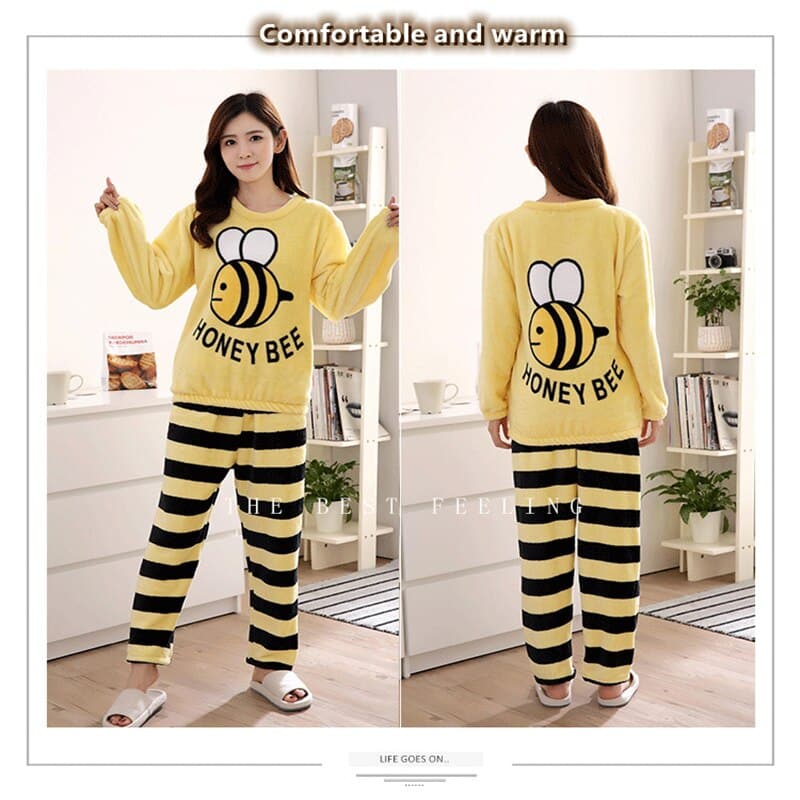 Pyjama en velours pour femme à motif abeille_6