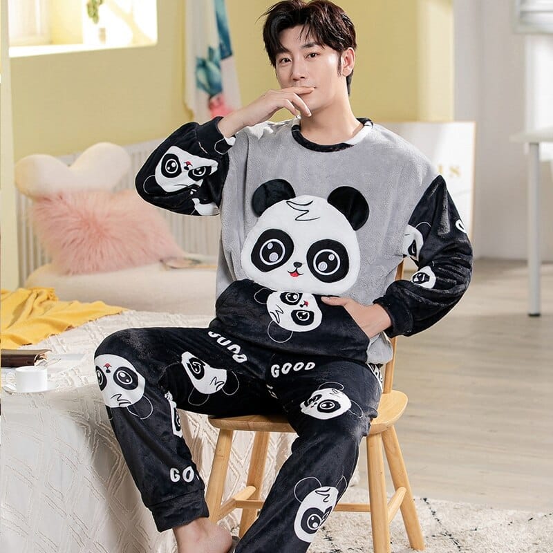 Pyjama Homme Polaire Double Velours - Haut Décontracté Surdimensionné Et Chaud Pour La Maison