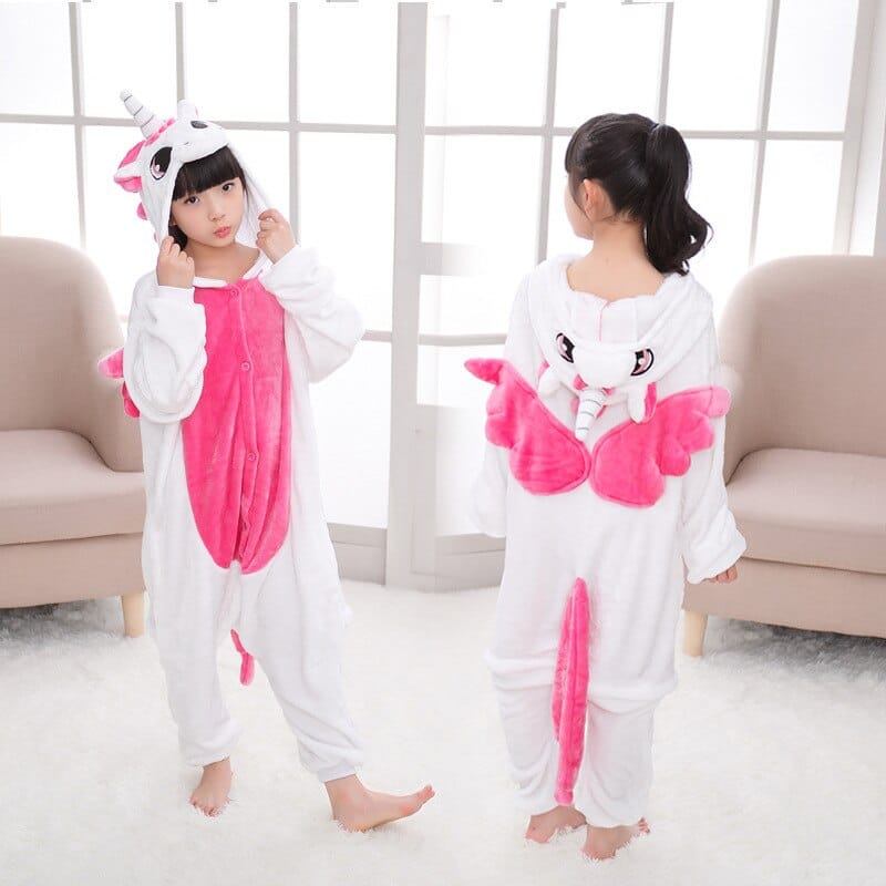 Pyjama enfant Kigurumi en polyester pour garçon Licorne rose 95-105CM