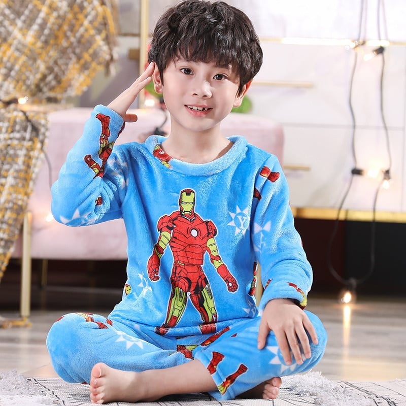 Pyjama enfant d'hiver décontracté en flanelle pour garçon Ironman 7-12mois