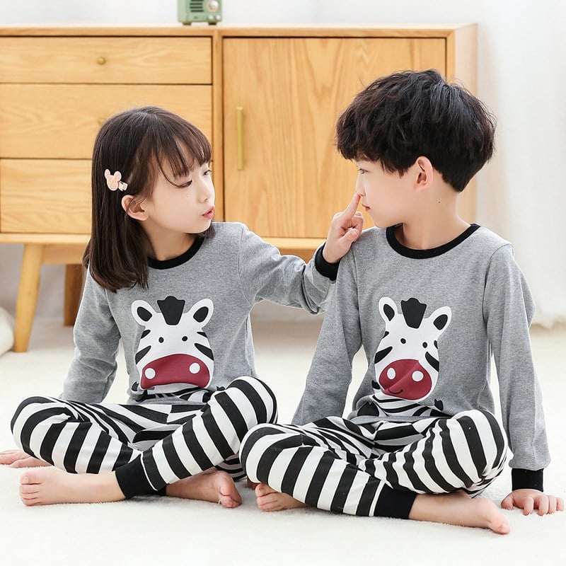 Pyjama enfant mignon à manches longues en coton pour garçon_1