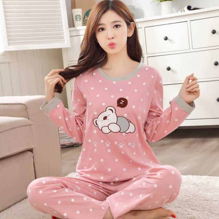 Pyjama fin pour ado en coton pour femme à imprimé