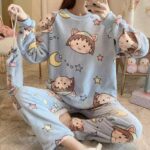 Pyjama imprimé en flanelle pour femme_11