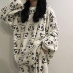 Pyjama imprimé en flanelle pour femme_12